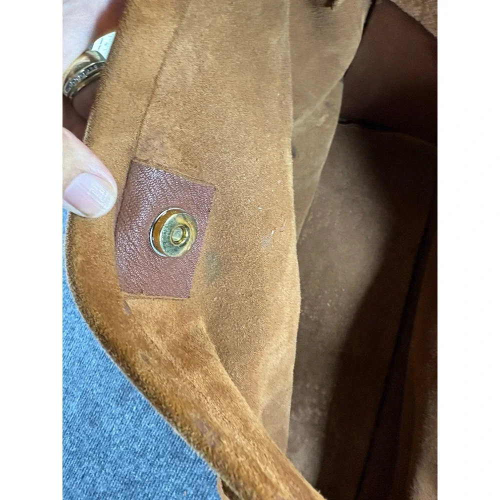 Handmade Leather Suede Hobo Bag Braided Strap Concho Brown Southwestern‎ Boho